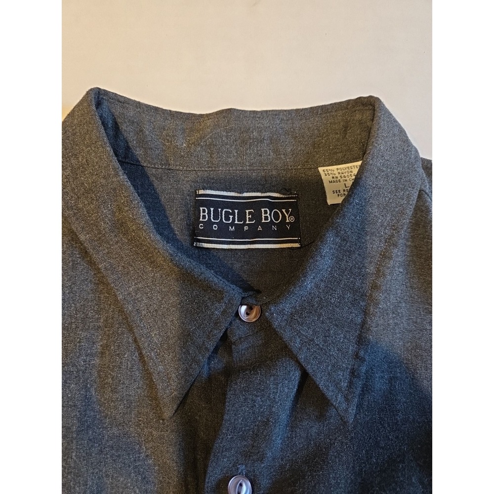 Bugle Boy‎ Mens Gray Fleece Long Sleeve Button Down Size Large - Picture 6 of 6